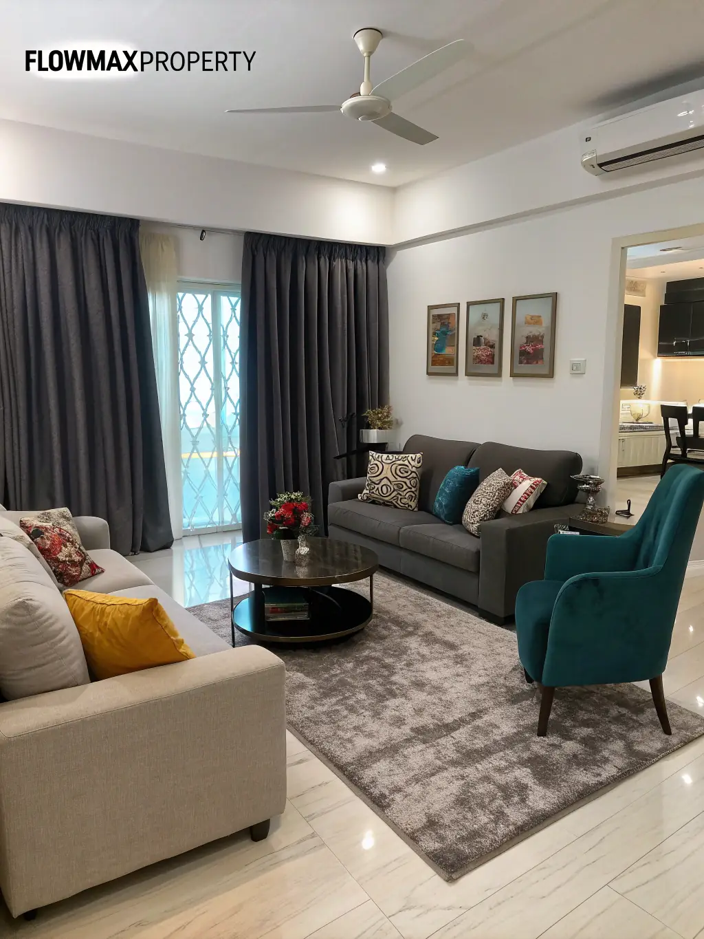 A before-and-after shot of a room renovation in a London home, demonstrating the transformative power of Art Smart London's design services.